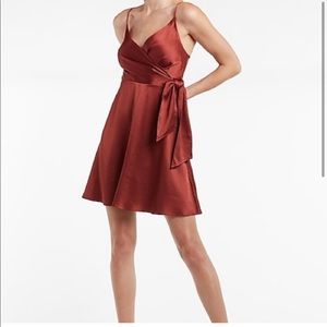 Express dresses. Satin fit and flare mini dress. Copper size S